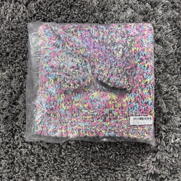 PrettyLittleThing Petite Pink Cropped Mixed High Neck Jumper, Size 4 - Picture 6 of 6